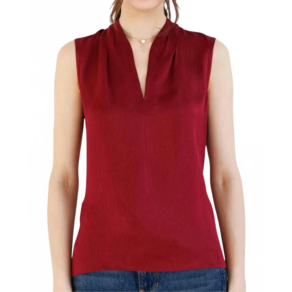 NEW GO BY GO SILK go to shell silk top in burgundy